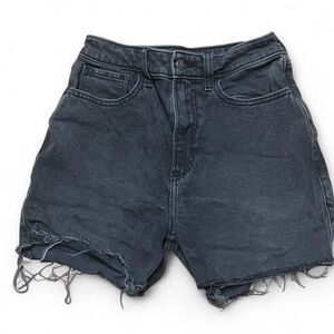 Hollister Ultra High Rise 90s Denim Jean Shorts Stretch Black Frayed Size 0S W25